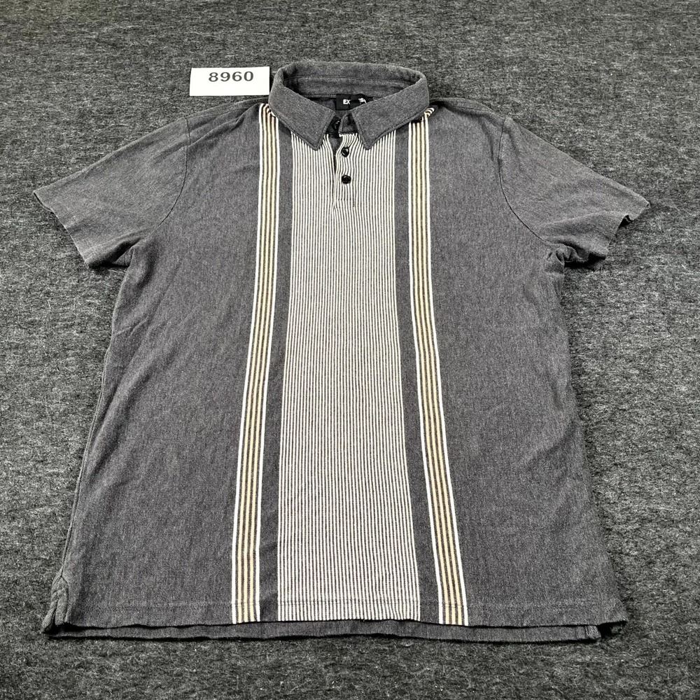 Express Polo Shirt Mens Large Gray Cotton Stretch‎ Collared Casual Golf Tennis